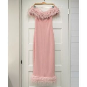 Pink Fuzzy Trim Dress